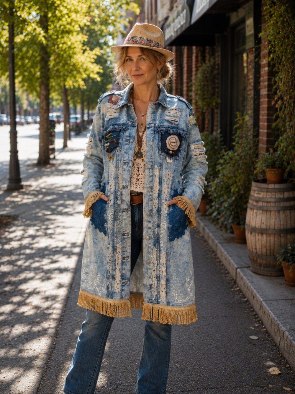ENSY One-of-a-Kind Handmade Upcycled Denim Duster Coat A dramatic wearable artwo